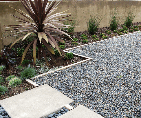 Stone or gravel landscaping